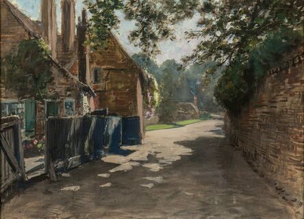Francis Hopkinson Smith, ‘Cottages and Sun-dappled Path’