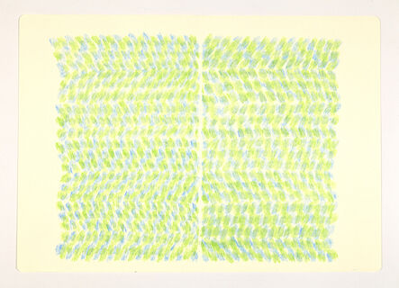 Jessica Dickinson, ‘from 34 (green and blue / blue and green / through the window / gentle / is the pattern / solace / and comfort / wind / helps the rhythm / but not / so strong / that it / departs / stay here / for now / for the eyes / and mind)’, 2020