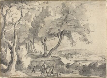 Roelant Roghman, ‘Horseman and Attendants at the Edge of a Wood’