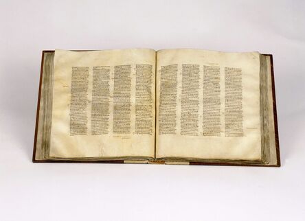 ‘Codex Sinaiticus, open at John chapter 5 verse 6 - chapter 6 verse 23, New Testament volume’