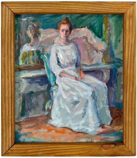 Walter D. Condit, ‘Woman Sitting For Her Portrait, Impressionist Painting’, 20th Century