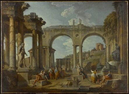 Giovanni Paolo Panini, ‘A Capriccio of Roman Ruins with the Arch of Constantine’, ca. 1755