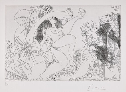 Pablo Picasso, ‘Oasis avec flûtiste et danseurs (Oasis with Flutist and Dancers), plate 238 from 347 Series (Bl. 1718, Ba. 1735)’, 1968