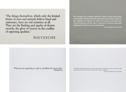 Joseph Kosuth, ‘Ex Libris for the The Brooklyn Museum (two plates); [Wittgenstein]; [Goethe]; and [Nietzsche]’, 1990; and 1989