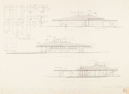 Frank Lloyd Wright, ‘Plans for the Mr. and Mrs. Alex Wainer House, Valdosta, Georgia (seven works)’, 1955