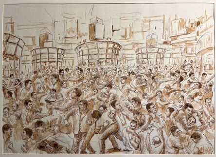 John Alexander Parks, ‘Study for ‘Fight at the Stock Exchange'’, 2015