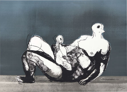 Henry Moore, ‘Reclining Mother and Child with Grey Background (C. 655)’, 1982