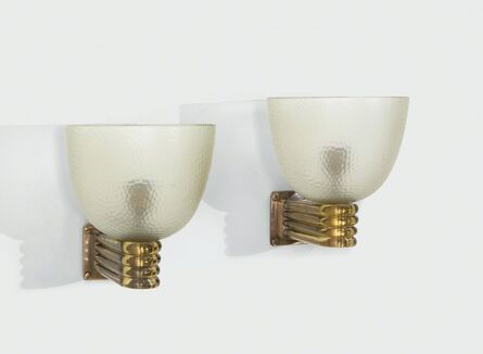 Carlo Scarpa, ‘a pair of wall lamps in Murano glass and brass’, ca. 1940