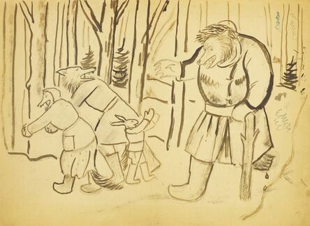 Marie Vorobieff Marevna, ‘Bears and a rabbit in a wintry wood’