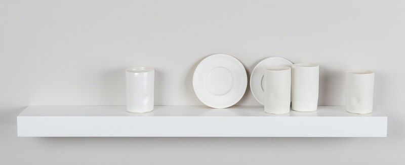 Edmund de Waal, ‘Certosa, III’, 2015, Sculpture, Porcelain vessels with gilding on wooden shelf, Rosenberg & Co. 