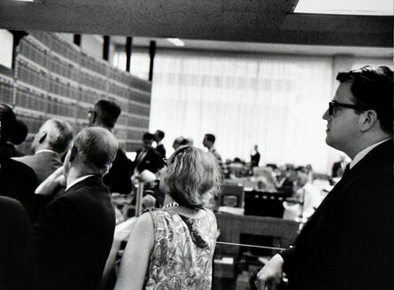 Garry Winogrand, ‘Investor Richard Rapek Among Other Stockholders Reading the Latest Prices at Merrill Lynch Office, NYC’, 1966