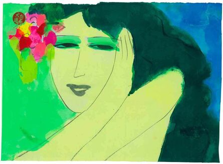 Walasse Ting 丁雄泉, ‘Pretty Green Lady’, 1990-2000