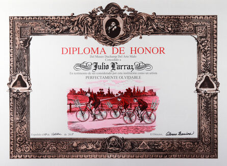 Álvaro Barrios, ‘Diploma de Honor del Museo Duchamp del Arte Malo concedido a Julio Larraz en testimonio de ser considerado por esta institución como un artista perfectamente olvidable’, 2011