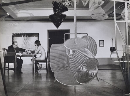 Julian Wasser, ‘Duchamp making a chess move in distance, Duchamp Retrospective, Pasadena Art Museum,’, 1963