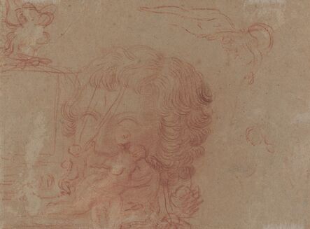 Jean-Antoine Watteau, ‘Figure Sketches and a Copy After a Sculpted Head [verso]’, ca. 1715/1716