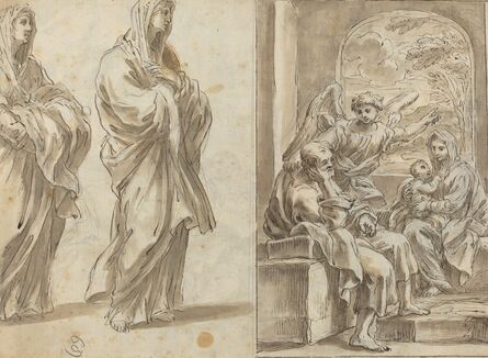 Angelo Marullo, ‘Two Draped Female Figures; Rest on the Flight into Egypt [verso]’
