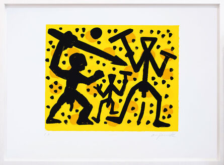 A.R. Penck, ‘Drei Kämpfer auf gelb’, 1993