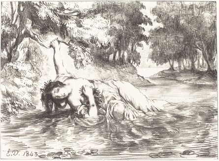 Eugène Delacroix, ‘The Death of Ophelia (Act IV, Scene VII)’, 1843