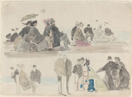Eugène Boudin, ‘Ladies and Gentlemen on the Beach, in Two Registers’, ca. 1865