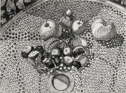 Elizabeth Bisbing, ‘Chestnuts and Apples on Patio Table’, 2022