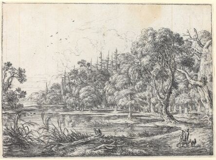 Jonas Umbach, ‘A Woodland Pond with a Hunter’