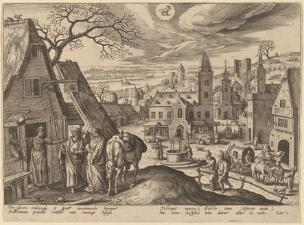 Adriaen Collaert, ‘The Virgin and Joseph Refused at the Inn (Capricornus)’, 1585