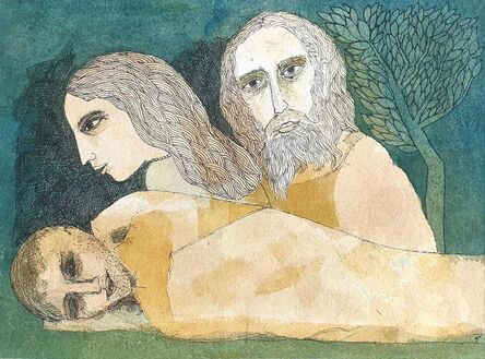Badri Narayan, ‘Savitri, Satyavan & Yama, Mythology, Watercolor on paper by Padmashree Artist "In Stock"’, 2006