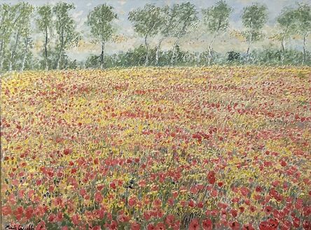 Michele Cascella, ‘A meadow of spring flowers and poppies’, ca. Anni 70