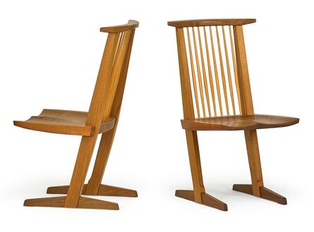 Mira Nakashima, ‘Pair of Conoid chairs with single slab seats, New Hope, PA’, 2000