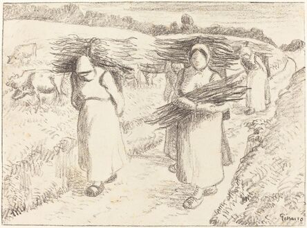 Camille Pissarro, ‘Peasants Carrying Sticks (Paysannes portant des fagots)’, 1896
