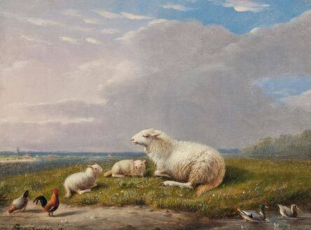 Franz van Severdonck, ‘Ewe and Lambs in a Meadow’