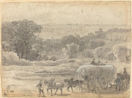 Myles Birket Foster, ‘An Evening Landscape with a Hay Wagon’