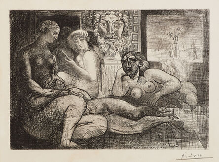Pablo Picasso, ‘Quatre femmes nues et tête sculptée (Four Nude Women and a Carved Head), plate 82 from La Suite Vollard (Bl. 219, Ba. 424)’, 1934