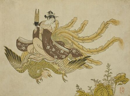 Suzuki Harunobu, ‘Young Woman Riding a Phoenix’, 1765