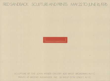 Fred Sandback, ‘Sculpture and Prints 1976’, 1976