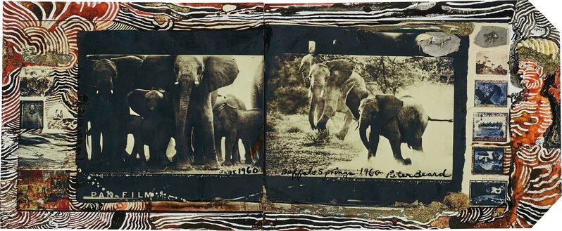 Peter Beard, ‘Buffalo Springs, Kenya, June’, 1960, Photography, Unique Polaroid diptych with ink and paint, executed later., Phillips