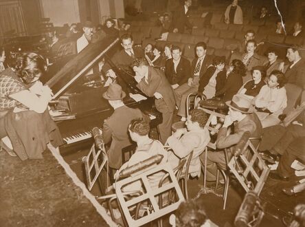 Weegee, ‘Audience Ends All-Night Sit-In, WPA Cast Strikes Over Layoffs (five photographs)’, 1937