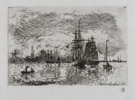 Johan Barthold Jongkind, ‘Soleil couchant, port d'Anvers (Sunset, Port of Antwerp)’, 1868