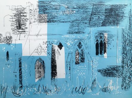 John Piper, ‘Lewknor, Oxfordshire: Textured Walls, Traceried Windows’, 1964