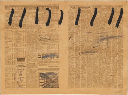 Antoni Tàpies, ‘Paper de diari amb nou ratlles (Newsprint with nine strokes)’, 1969
