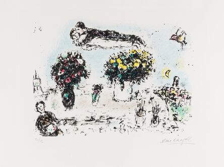 Marc Chagall, ‘Le Peintre Aux Trois Bouquets (Mourlot 998)’, 1982
