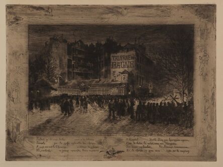 Félix Hilaire Buhot, ‘Le Place des Martyres et la Taverne du Bagne’, 1885