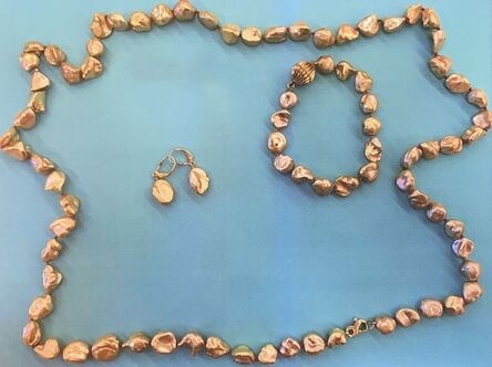 Caroline Bartlett, ‘Gold Pearl Necklace, Bracelet, and Earrings’, 2020