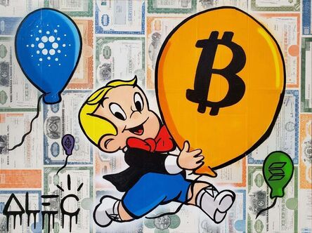 Alec Monopoly, ‘Richie Running with Crypto Balloons’, 2022