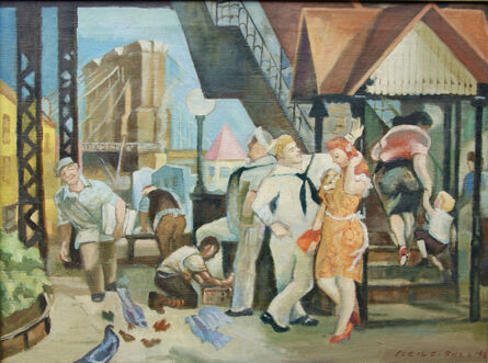 Cecil C. Bell, ‘"Under the El" American Scene Modernism NYC WPA 20th Century Realism 1940s’, 1943