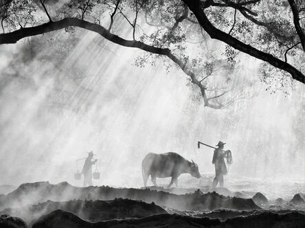 Oliver Klink, ‘Farmers with water buffalo’, 2015-printed 2017