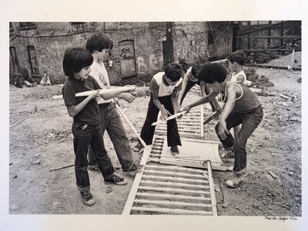 Martha Cooper, ‘Boys Making Toy Guns From the Rungs of a Trashed Crib’, 1978