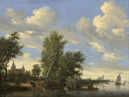 Salomon van Ruysdael, ‘River Landscape with Ferry’, 1649