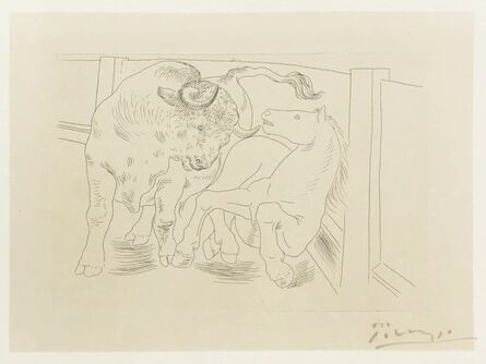 Pablo Picasso, ‘Bull and Horse (plate III) in the Arena from Le Chef-d'œuvre inconnu’, 1927