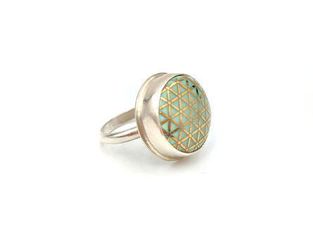 Melanie Sherman, ‘Ring | Mint with Gold Triangle Pattern | Sterling Silver | Size 7’, 2020